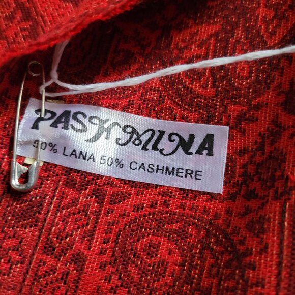 Pashmina Large Red Cashmere and Lana Scarf - Picture 6 of 6